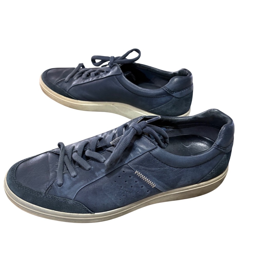 ECCO Soft 7 Mens Navy Blue Leather Low Top Sneakers 430804 Size 44 US 10‎